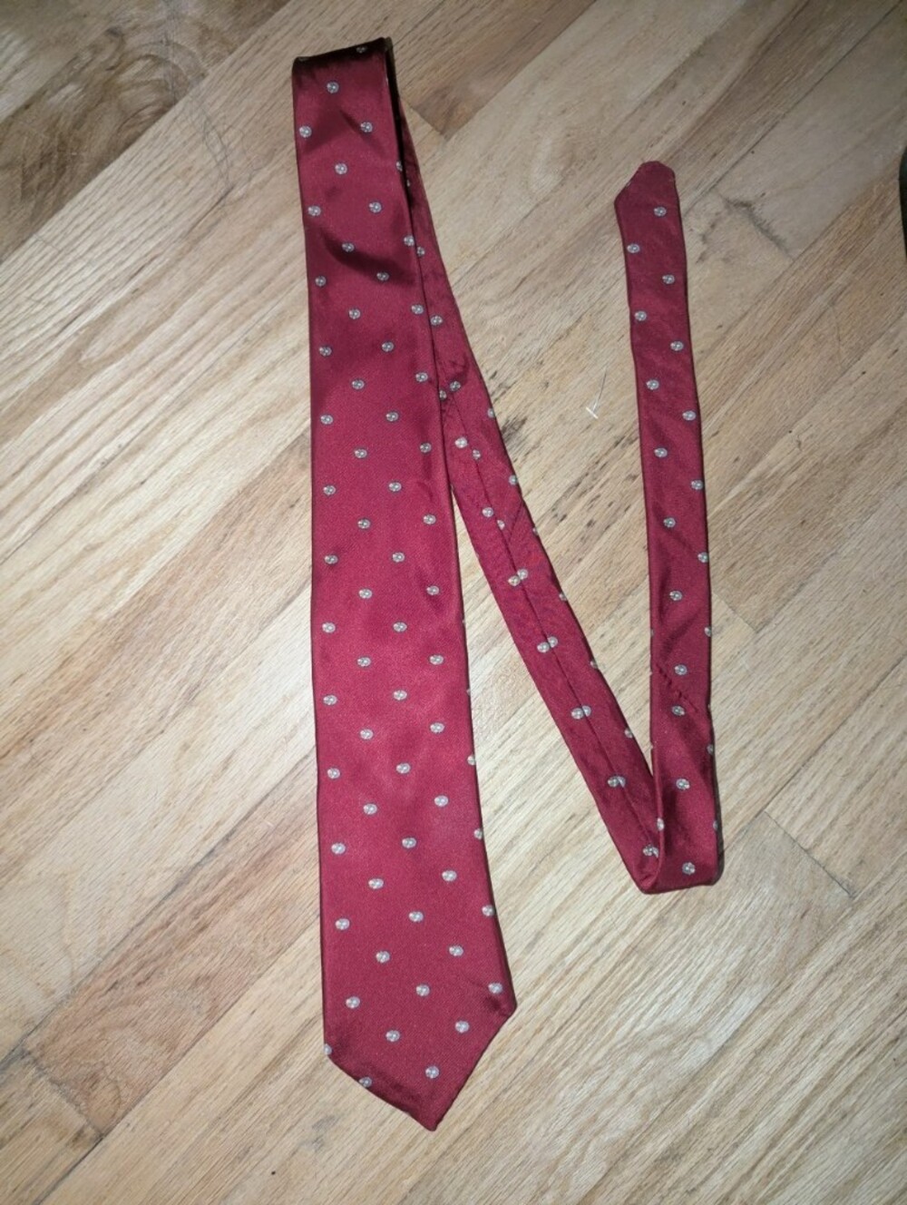 Hardy Amies London Silk Tie Red Silver Dot Men’s Classic Necktie